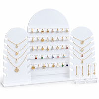 Support de présentation de bijoux en acrylique blanc personnalisé, double face, rotatif, pour colliers et bracelets, pour boutique de détail, sur comptoir