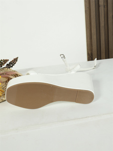 Sandalias de Tacón Alto Blancas con Punta Abierta para Mujer, Cómodas y Transpirables, que Aumentan la Estatura, para Primavera y Verano 2025 - Product Image 5