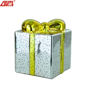लोकप्रिय एलईडी रोशन ग्लास उपहार बॉक्स क्रिसमस के गहने के आकार गहने क्रिसमस वर्तमान सजावट