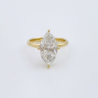 Bagues de fiançailles minimalistes en or jaune 18 carats avec diamant de laboratoire taille marquise pour femme, bijoux fins