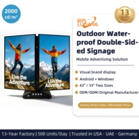 Afficheur numérique publicitaire double face extérieur Screenage 43/55 pouces, indice de protection IP65, luminosité 2000 nits, animation intégrée, CMS mobile