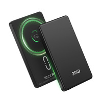 Nouvelle batterie externe portable en métal 2-en-1 de 20W 5000mAh, charge rapide sans fil, chargeur magnétique, station d'alimentation, entrée Type-C, super fine