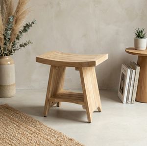 [BeNK] Siège de douche incurvé en bois d'acacia avec revêtement imperméable et pieds antidérapants, couleur brun noyer - Product Image 3