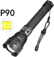 Lampe torche puissante à haute luminosité XHP90, zoomable, rechargeable par USB, lampe torche LED super brillante, lampe torche tactique