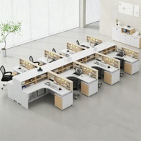 Bureau de travail moderne de 59 à 118 pouces de large avec gestion des câbles, prises de courant intégrées, tiroirs verrouillables et éclairage d'appoint LED