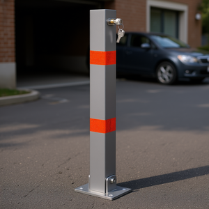 Bolardo de Estacionamiento Gris, 1 Pieza, Bloqueable, Protección para Autos, Barrera para Calle o Garaje, Poste de Estacionamiento - Product Image 2