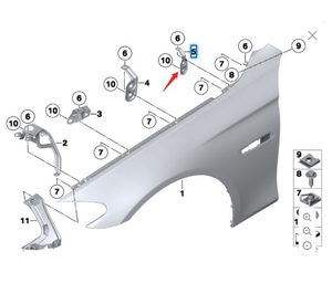 41357207207 pour BMW Série 5 <span class=keywords><strong>F10</strong></span> support de panneau de feuille avant gauche - Product Image 4