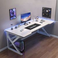 Bureau d'ordinateur en métal, bureau à domicile, bureau d'étude pour étudiants avec tiroir et étagère, table de jeu simple pour e-sport, poste de travail