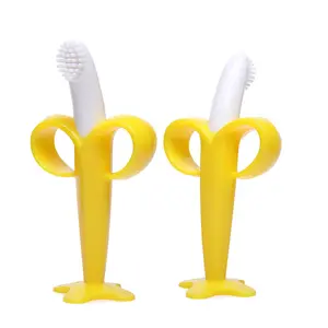 Giá rẻ và chất lượng cao chuối xoa bóp bàn chải đánh răng Teether Chew mọc răng đồ chơi cho 3 + tháng trẻ sơ sinh