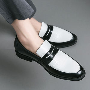 Zapatos en Bloques de Color Blanco y Negro, Mocasines Sin Cordones para Hombre, Zapatos Casuales de Negocios Británicos para Hombre - Product Image 5