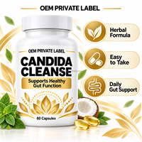 Compléments alimentaires à base de plantes en capsules personnalisées pour la purification de la Candida, avec feuille d'origan pour adultes, soutien OEM ODM pour la santé intestinale et du côlon, 60 gélules
