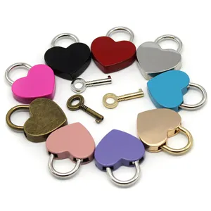 30x39mm Antique Style Heart Shape Padlock Vintage Lock Pink Romantic Lovely Diary Padlocks Key Lock With Key Wedding Jewelry