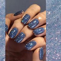 Uñas Postizas Azules Brillantes Estilo Francés, Hechas a Máquina, 24 Piezas, Semimanuales, Venta al Por Mayor
