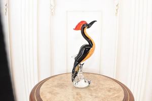 Figurine d'oiseau en verre soufflé à la main, rouge et blanc, thème animal de Noël, décoration artisanale - Product Image 3