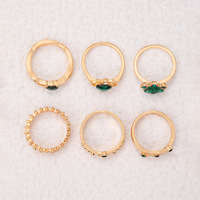 Go Party 6 pièces/ensemble brillant strass Index bague géométrique étoile à cinq branches coeur couronne anneaux d'articulation ensembles pour femmes filles