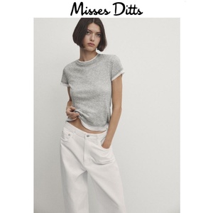 <span class=keywords><strong>T</strong></span>-<span class=keywords><strong>shirt</strong></span> à manches courtes et col rond en lyocell <span class=keywords><strong>gris</strong></span>, style décontracté et simple, coupe ajustée, nouvelle collection 2025 pour femmes MD - Product Image 2