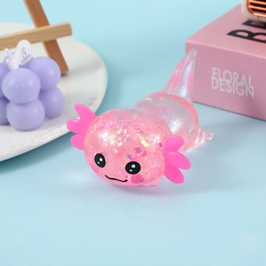 Jouet à presser en maltose, en forme d'axolotl coloré, en TPR souple, cadeau anti-stress pour enfants, stimulant d'humeur pour les journées chargées, lumineux et doux - Product Image 2