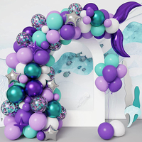 Kit de guirlande de ballons queue de sirène ballons de confettis vert violet pour l'obtention du diplôme décorations de fête d'école arrière fête d'anniversaire