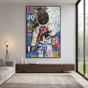 Banksy Astronaut Graffiti <b>Canvas</b> Art: Spaceman <b>Wall</b> Decor Print,TEMPERED GLASS ART - Product Image 3