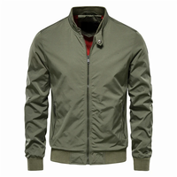 Blouson Bomber Homme Nouveau Style Coréen Américain Décontracté à Col Montant, Tailles M-5XL, Fermeture Éclair, Printemps, Polyester, Coupe Ajustée, Coupe-Vent