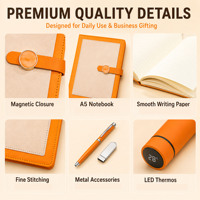 Cuaderno de Cuero PU de Lujo A5 Personalizado, Diario, Libreta de Negocios, Agenda de Tapa Dura con Bolígrafo, Elegante Set de Regalos