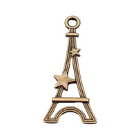 Breloque Tour Eiffel Étoilée 30x13mm en Alliage de Zinc Argent Vieilli pour Souvenirs de Voyage à Paris