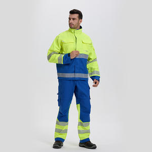 Conjunto de Ropa de Trabajo de Seguridad Xk-25-117897, Retardante de Llama, Protección Contra Arco Eléctrico, Azul y Amarillo, Alta Visibilidad, Uniforme para Fábrica y Taller - Product Image 4