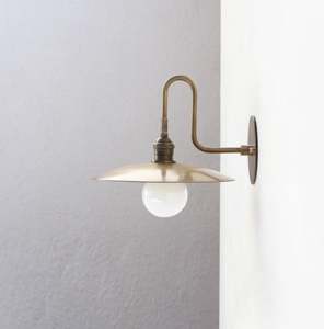 Applique <span class=keywords><strong>da</strong></span> <span class=keywords><strong>Parete</strong></span> Vintage Industriale Stile Loft, in Metallo Ottone Anticato Solido, <span class=keywords><strong>con</strong></span> Paralume a Disco, <span class=keywords><strong>Braccio</strong></span> Flessibile a LED, Lampada <span class=keywords><strong>da</strong></span> <span class=keywords><strong>Parete</strong></span> Retrò Stile Fattoria - Product Image 3