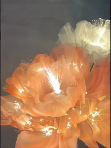 パーティーウェディングデコレーションのための巨大な花美しいデザインオーガンザ牡丹花オープンLedライト付きモーター - Product Image 3