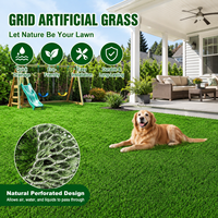 Césped Artificial Híbrido con Rejilla Tejida, Césped Mixto Real y Artificial para Jardín, Alta Drenación, Red de Cultivo de Semillas de Césped para Perros