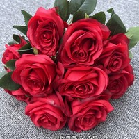 Lot de 10 têtes de roses artificielles de 47 cm, bouquet de fausses roses pour décoration de mariage, maison ou fête