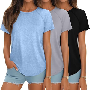 เสื้อยืดกีฬาโยคะแขนสั้นสำหรับผู้หญิง, เสื้อยืดพิมพ์ลายมีรูระบายอากาศน้ำหนักเบาสำหรับฤดูร้อนออกกำลังกายยิมวิ่ง - Product Image 5