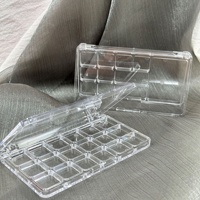 Boîte à bijoux transparente rectangulaire multi-compartiments pour palette de 10 à 18 fards à paupières, blush et illuminateur, emballage en boîte