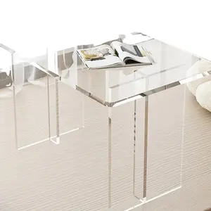 맞춤형 아크릴 현대 커피 테이블 발코니 럭셔리 디자인 미적 직사각형 커피 테이블 거실 가구 50pcs