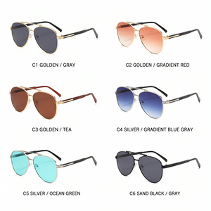Gafas de sol de barra fina de metal con montura en forma de lágrima Sunray Bar, protección UV400, efecto brillante, para uso en estadios y días de ocio. - Product Image 5