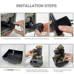 Fontaine de bureau cascade avec lumières colorées et décor de roches en résine boule roulante pour modèle de maison ou de bureau - Product Image 5