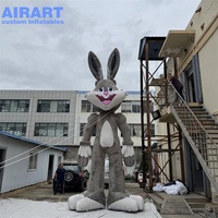 Mascotte gonflable de lapin de dessin animé pour la décoration du festival de Pâques 2026, ballon gonflable de lapins gris