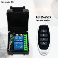 Récepteur 433 MHz à code d'apprentissage, interrupteur de télécommande, module de contrôle universel 2 canaux AC 110V 220V 85-250V pour porte de garage et éclairage