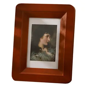 Wooden Rectangular Shape Photo Frame In Round Corner And Brown Color For Home And Office