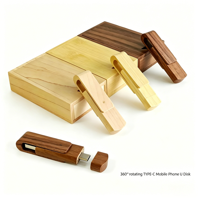 Hot Sale Wooden 2 in 1 USB 3.0 Flash Drive, Type-C Android OTG USB Stick, Custom Logo 8GB 32GB Wooden Memory Drive
