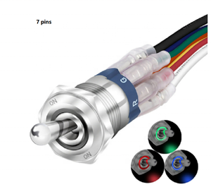 Interrupteur à bascule <span class=keywords><strong>12V</strong></span> étanche IP67 RGB LED interrupteur à bascule 16MM interrupteur à bascule en métal pour voiture bateau Marine - Product Image 2