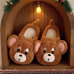 XIXITIAO Pantoufles d'hiver <span class=keywords><strong>en</strong></span> peluche chaudes pour couple, motif <span class=keywords><strong>chat</strong></span> mignon, semelle épaisse <span class=keywords><strong>en</strong></span> EVA, antidérapantes, douces, fourrées, dessin animé animal, chaussures d'intérieur - Product Image 3