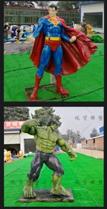 실내 유명한 마블 슈퍼 히어로 영화 액션 피규어 근육 남자 헐크 유리 섬유 실물 크기 헐크 동상 수지 조각