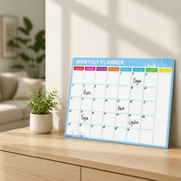 Tableau blanc magnétique souple effaçable personnalisé de haute qualité, pliable, imprimé UV, format standard, pour usage hebdomadaire et mensuel
