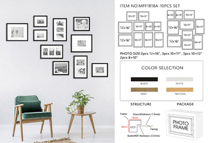 Homco đơn giản màu đen MDF khung ảnh nghệ thuật trang trí bằng gỗ khung trưng bày 8*10 inch bàn đứng treo tường 10*12 khung ảnh - Product Image 2