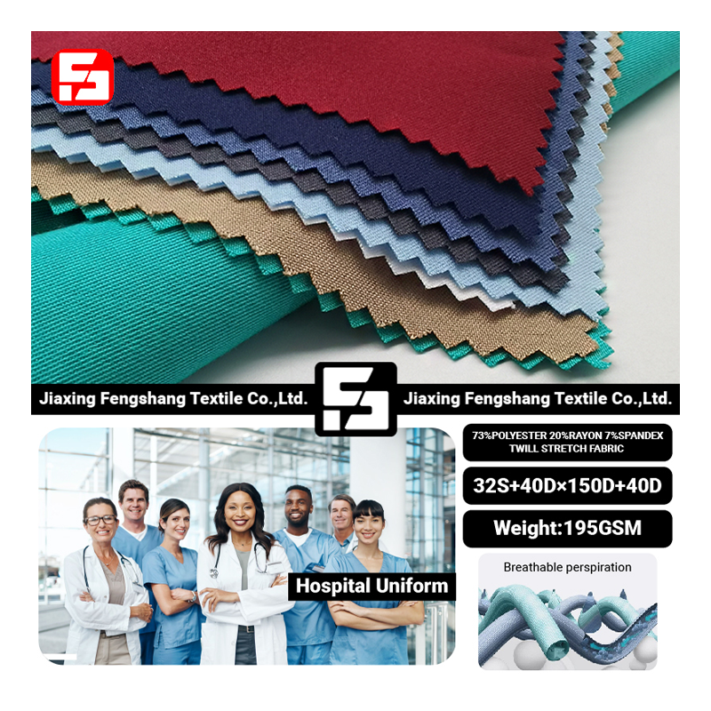 Оптовая продажа, sntistatic саржа, полиэстер, вискоза, спандекс, ткань для скрабов для кормления