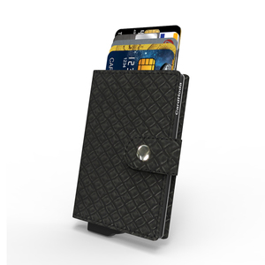 Black PU <b>Card</b> <b>Holder</b> <b>Wallet</b> with Geometric Pattern Snap Closure Multi-<b>Card</b> Position Unisex Short Design - Product Image 6
