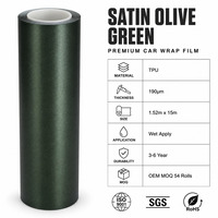 Film de protection auto-adhésif amovible pour carrosserie automobile, vinyle changeant de couleur vert olive satiné