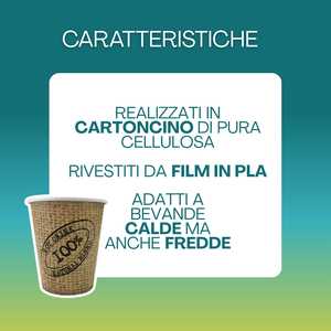 Bicchieri in Cartone Marrone 200ml con Grafica Juta, per Bevande Calde, Miscela Naturale, Monouso - Product Image 3