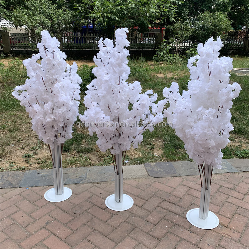 A-252 Hot Selling Artificial Silk White Cherry Blossom Tree for Wedding Table Centerpiece - Super St